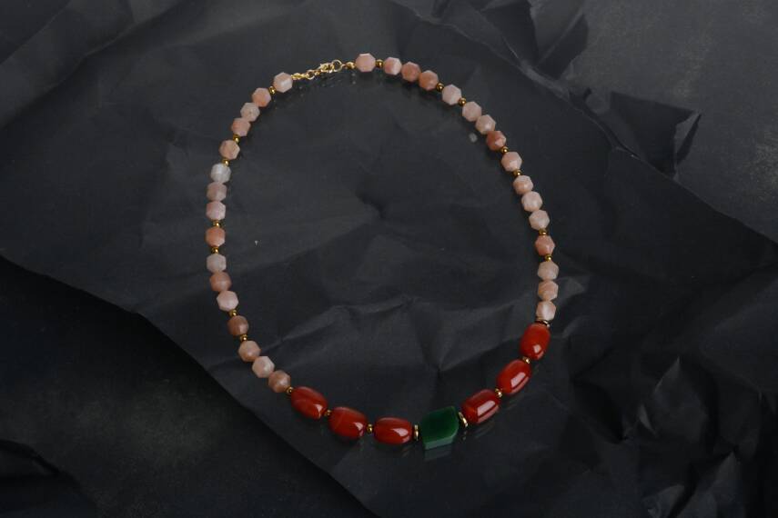 Peru, Akik Güneş Taşı Doğal Taş Kolye - 3