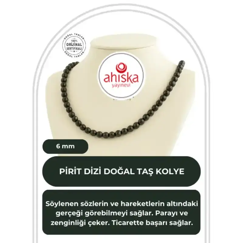 Pirit 6 mm Dizi Doğal Taş Kolye - 2