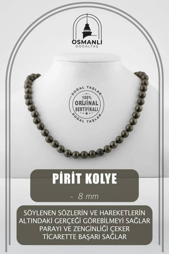 Pirit 8 mm Düğümlü Doğal Taş Kolye - 2