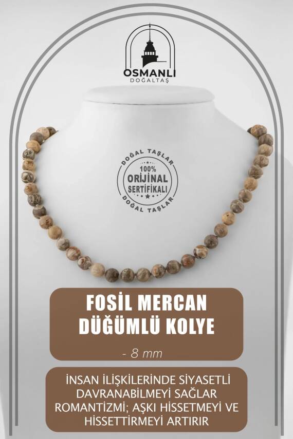 Pirit 8 mm Düğümlü Doğal Taş Kolye - 1