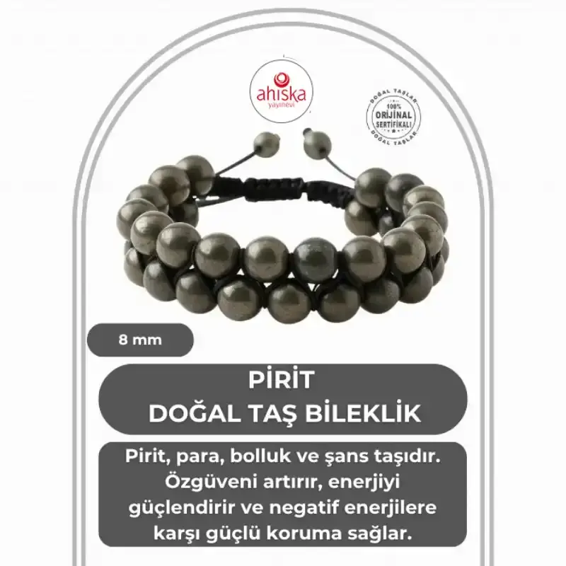 Pirit 8mm Çift Sıra Makrome Doğal Taş Bileklik - 2
