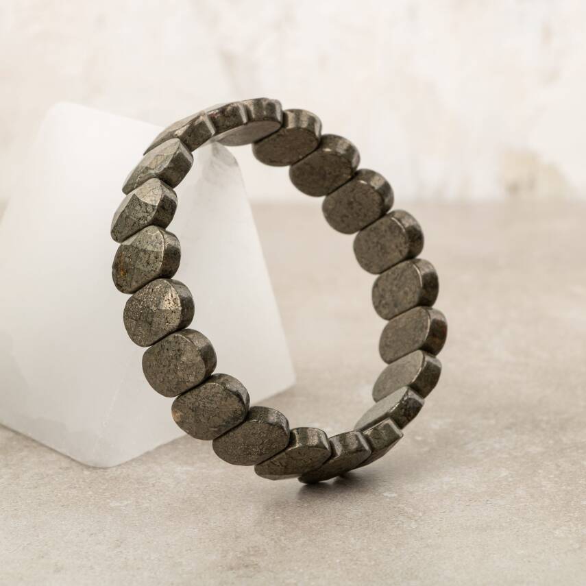 Pirit Doğal Taş Geniş Kesim Bileklik - 1