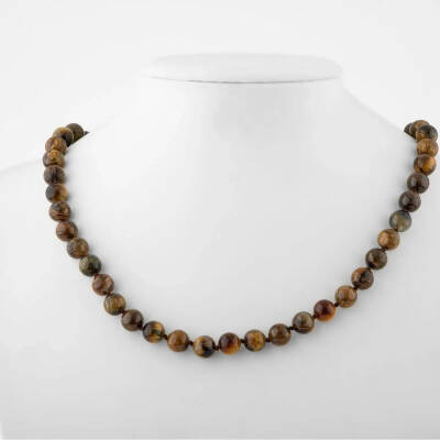 Pitersit 8 mm Düğümlü Doğal Taş Kolye - Osmanlı Doğaltaş