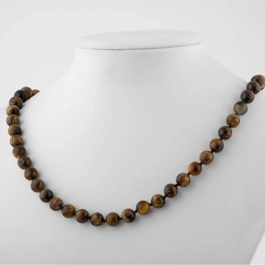 Pitersit 8 mm Düğümlü Doğal Taş Kolye - 3