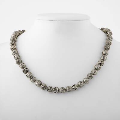 Pitersit 8 mm Düğümlü Doğal Taş Kolye - Osmanlı Doğaltaş