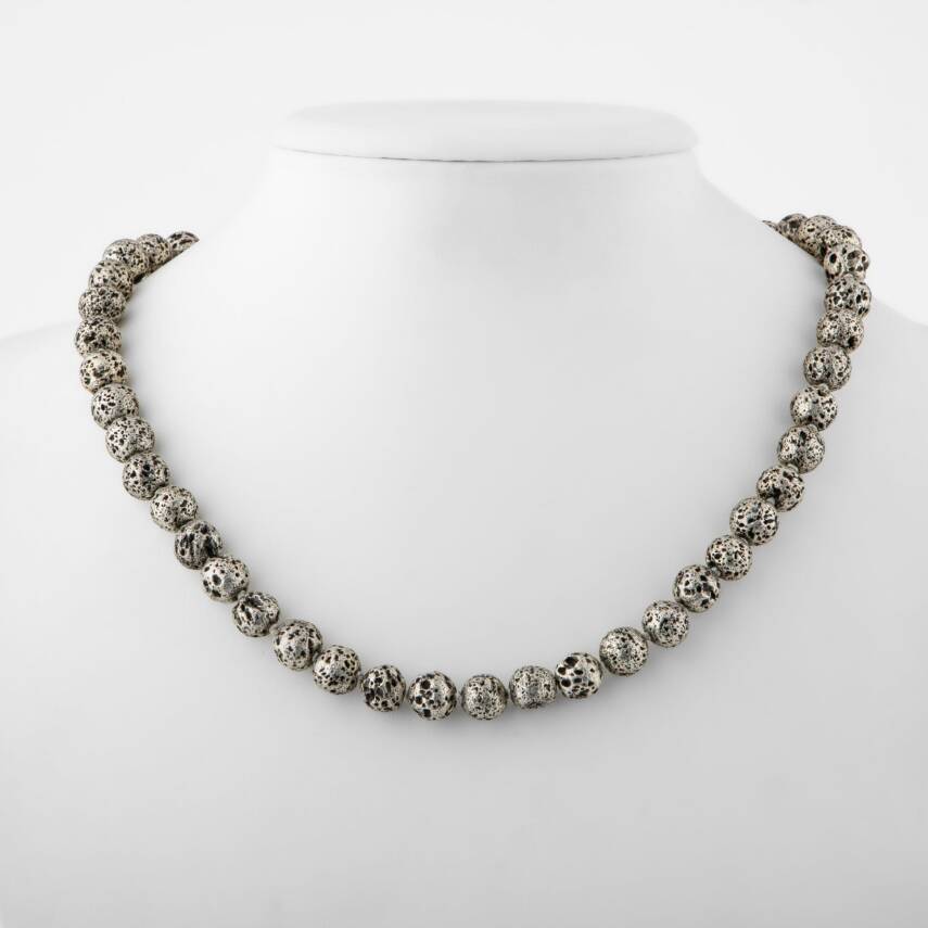 Pitersit 8 mm Düğümlü Doğal Taş Kolye - 1