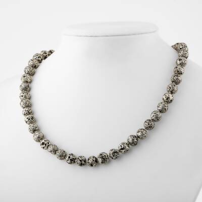 Pitersit 8 mm Düğümlü Doğal Taş Kolye - 2