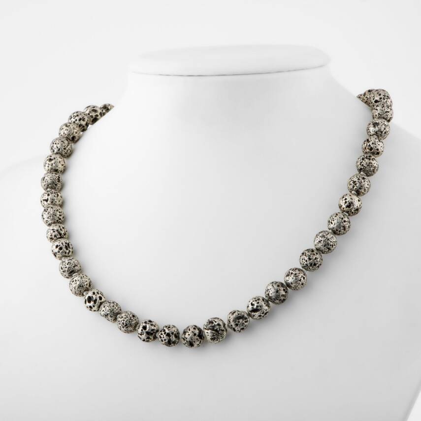 Pitersit 8 mm Düğümlü Doğal Taş Kolye - 2