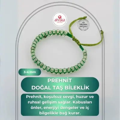 Prehnit 3-4mm Çift Sıra Doğal Taş Bileklik - Doğal Taş (1)
