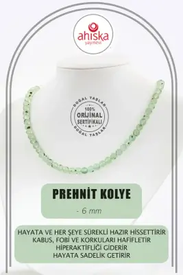 Prehnit 6 mm Dizi Doğal Taş Kolye - 1