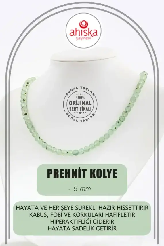 Prehnit 6 mm Dizi Doğal Taş Kolye - 1