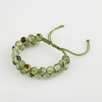 Prehnit 8mm Çift Sıra Makrome Doğal Taş Bileklik - Osmanlı Doğaltaş