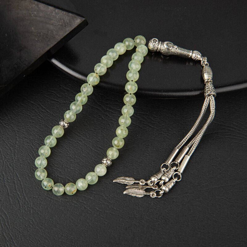 Prehnit Doğal Taş Tesbih 33lük - 6mm - 1