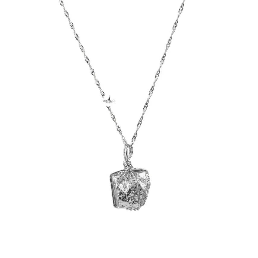 Prit Doğal Taş Gümüş Zincir Kolye - 1