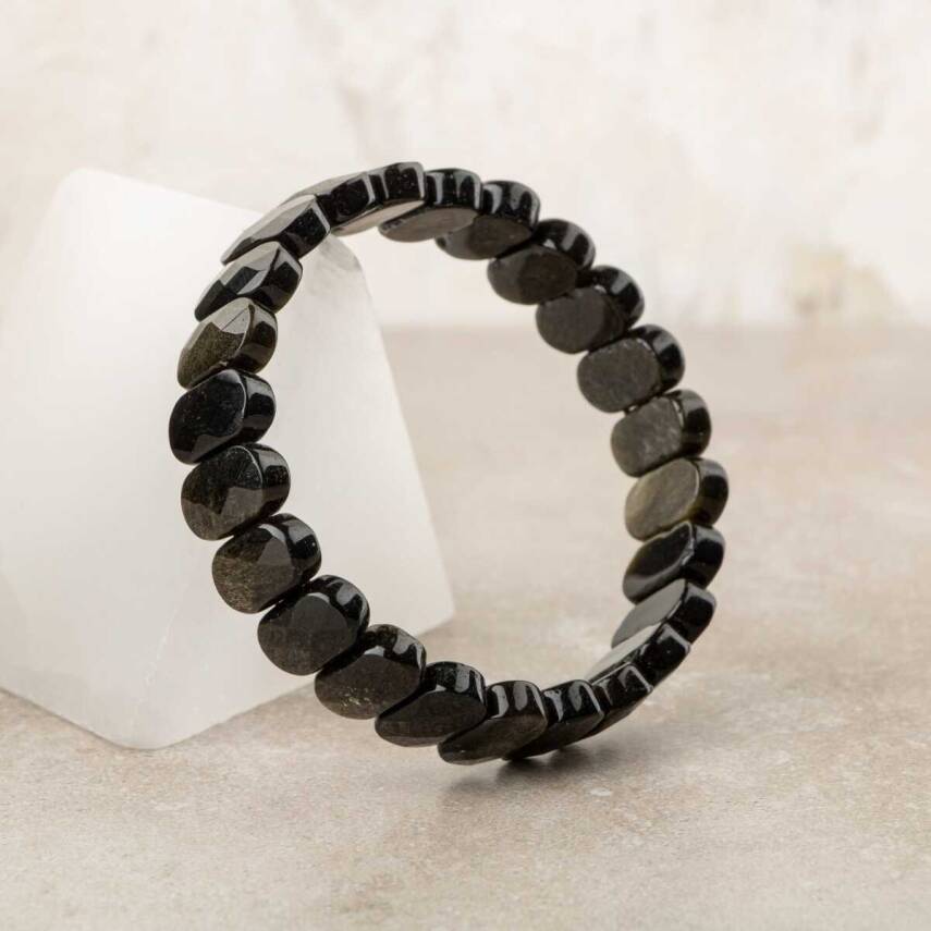 Rainbow Obsidyen Doğal Taş Geniş Kesim Bileklik - 1