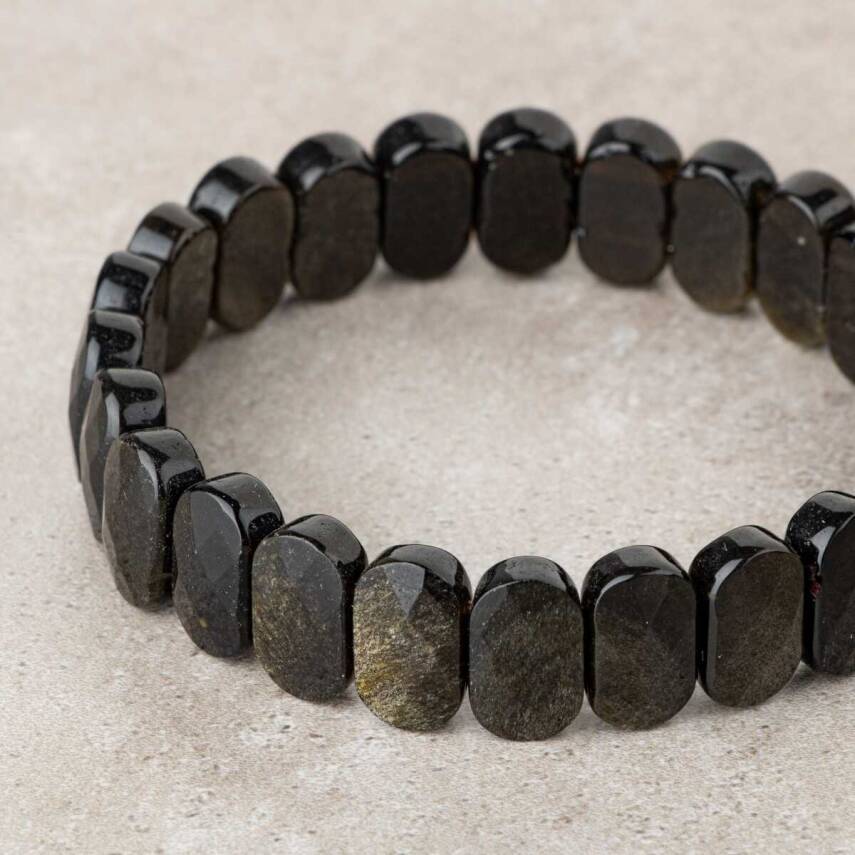 Rainbow Obsidyen Doğal Taş Geniş Kesim Bileklik - 2