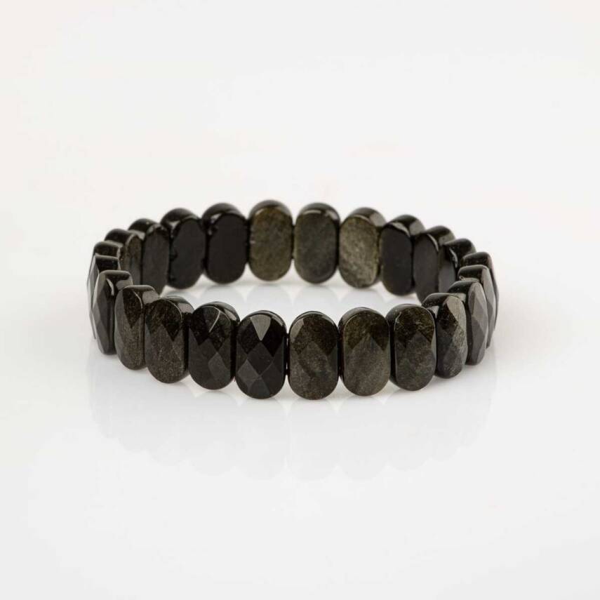 Rainbow Obsidyen Doğal Taş Geniş Kesim Bileklik - 4