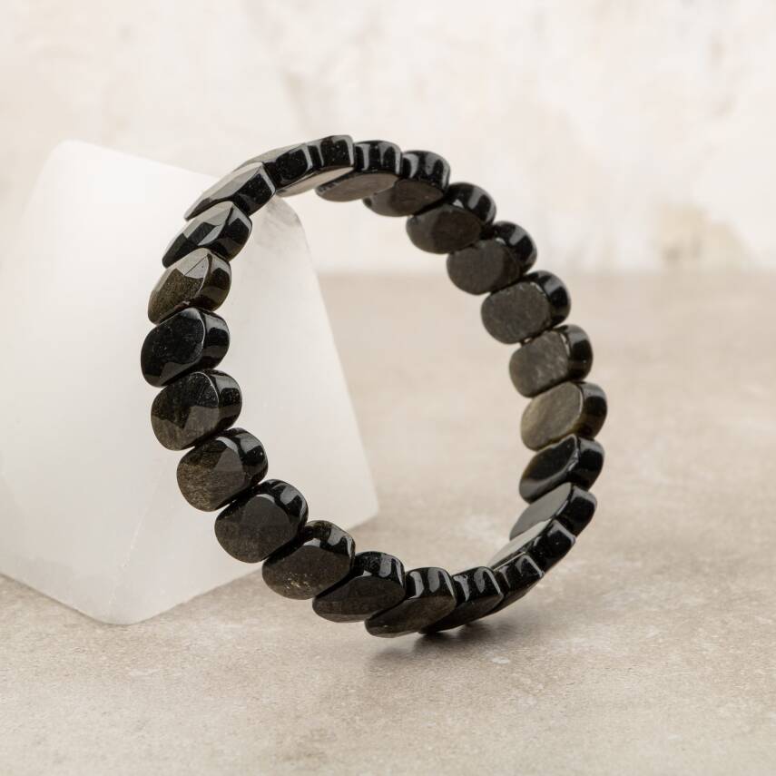 Rainbow Obsidyen Doğal Taş Geniş Kesim Bileklik - 2