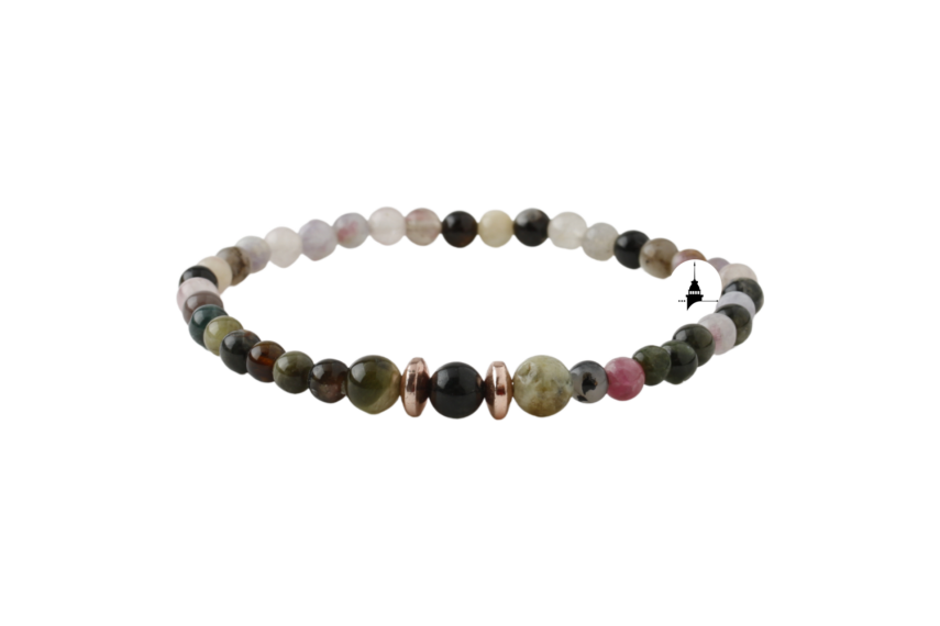 Renkli Turmalin 4mm Doğal Taş Bileklik - 2