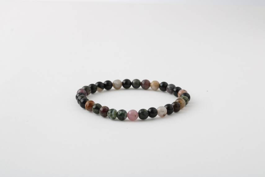 Renkli Turmalin 6mm Doğal Taş Bileklik - 1