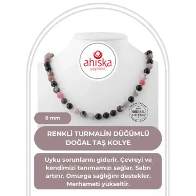 Renkli Turmalin 8 mm Düğümlü Doğal Taş Kolye - Doğal Taş (1)