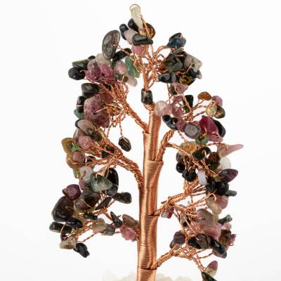 Renkli Turmalin-Kristal Kuvars Doğal Taş Dekoratif Ağaç - 5