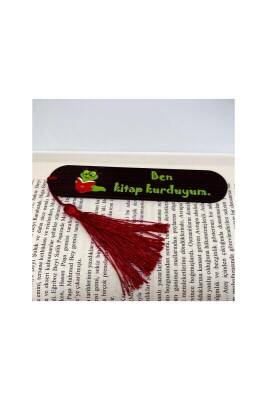 Resimli Püsküllü Kitap Ayraç - Ben Kitap Kurduyum - Bemenda