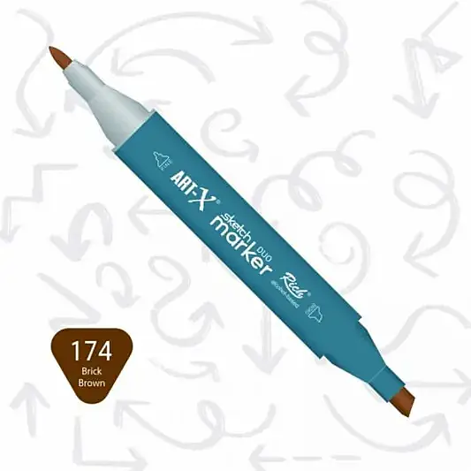 Rich Art-X Çift Uçlu Sketch Markör Kalem 174 Tuğla Kırmızı - 2