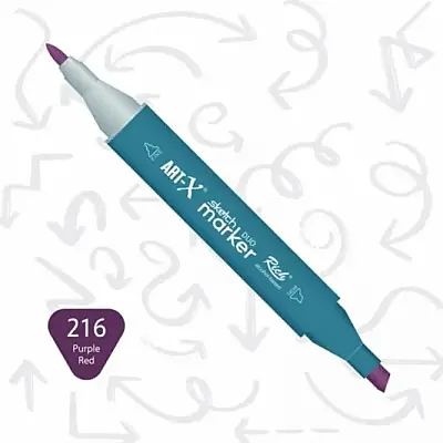 Rich Art-X Çift Uçlu Sketch Markör Kalem 216 Mor Kırmızı - Rich (1)