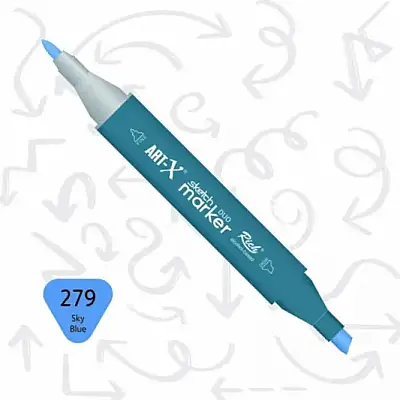 Rich Art-X Çift Uçlu Sketch Markör Kalem 279 Gökyüzü Mavisi - 1