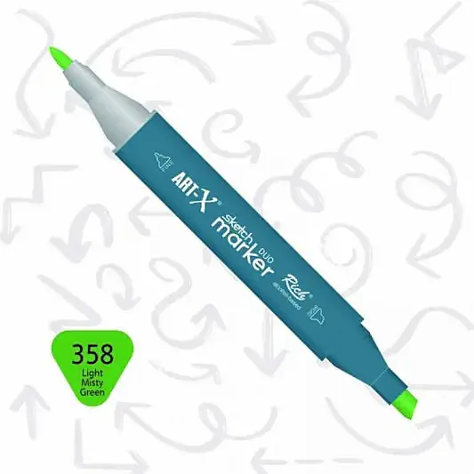 Rich Art-X Çift Uçlu Sketch Markör Kalem 358 Sisli Yeşil - 1
