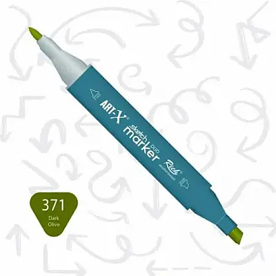 Rich Art-X Çift Uçlu Sketch Markör Kalem 371 Koyu Zeytin - 1