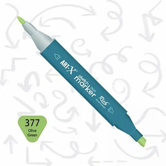 Rich Art-X Çift Uçlu Sketch Markör Kalem 377 Zeytin Yeşili - 2