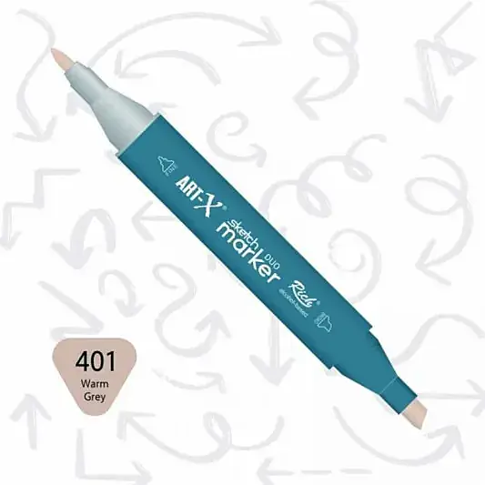 Rich Art-X Çift Uçlu Sketch Markör Kalem 401 Sıcak Gri - 1