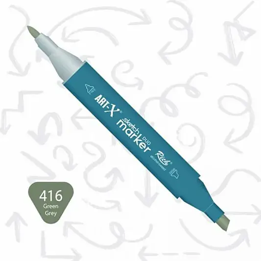 Rich Art-X Çift Uçlu Sketch Markör Kalem 416 Yeşil Gri - 2