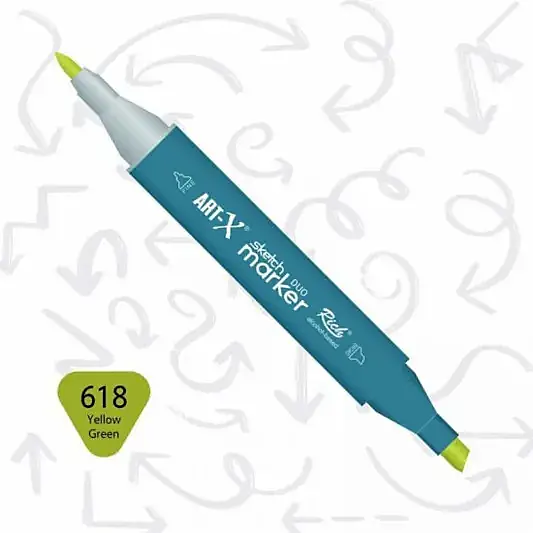 Rich Art-X Çift Uçlu Sketch Markör Kalem 618 Sarı Yeşil - 2