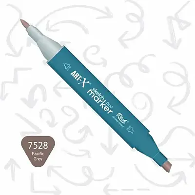 Rich Art-X Çift Uçlu Sketch Markör Kalem 7528 Pasifik Gri - Rich (1)