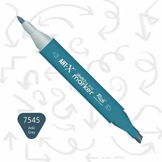 Rich Art-X Çift Uçlu Sketch Markör Kalem 7545 Aoki Gri - 1