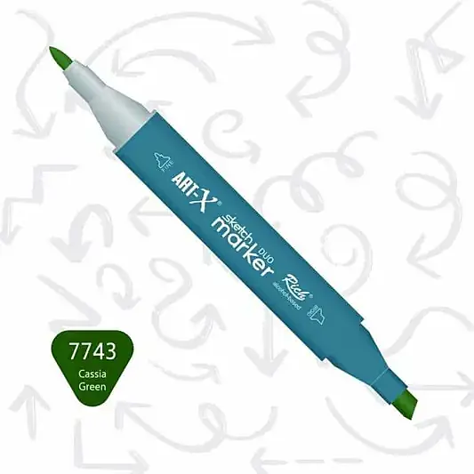 Rich Art-X Çift Uçlu Sketch Markör Kalem 7743 Cassia Yeşil - 2