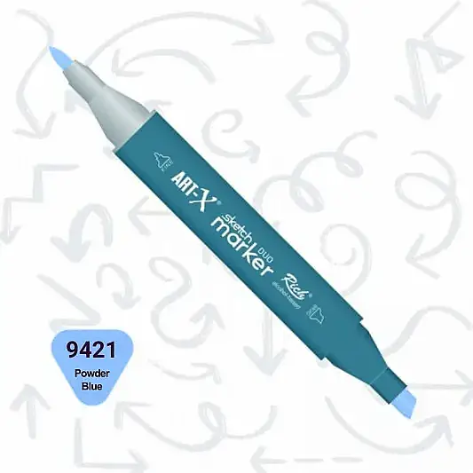 Rich Art-X Çift Uçlu Sketch Markör Kalem 8421 Pudra Mavi - 2