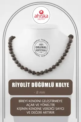 Riyolit 8 mm Düğümlü Doğal Taş Kolye - 1