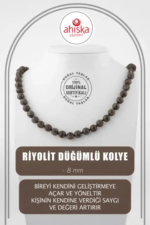 Riyolit 8 mm Düğümlü Doğal Taş Kolye - 1