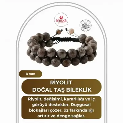 Riyolit 8mm Çift Sıra Makrome Doğal Taş Bileklik - 1