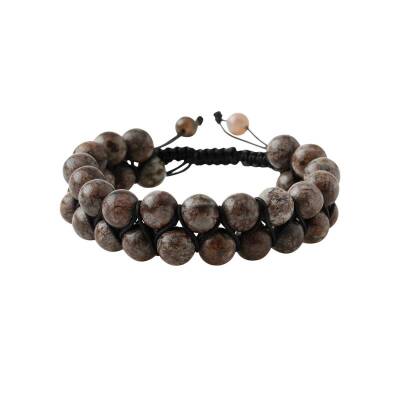 Riyolit 8mm Çift Sıra Makrome Doğal Taş Bileklik - Doğal Taş (1)