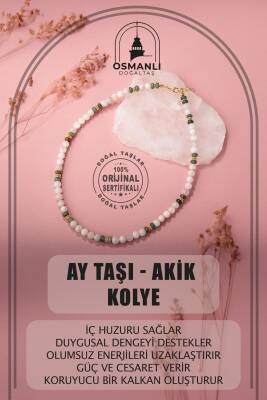 Rodokrosit Doğal Taş Gümüş Zincir Kolye - Osmanlı Doğaltaş