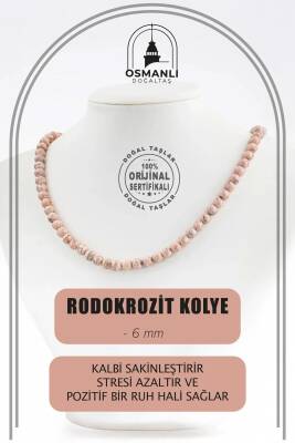 Rodokrozit 6 mm Dizi Doğal Taş Kolye - 2