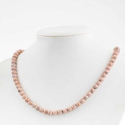 Rodokrozit 6 mm Dizi Doğal Taş Kolye - 4