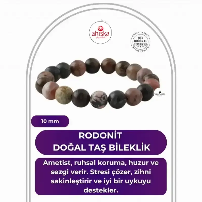 Rodonit 10mm Doğal Taş Bileklik - 1