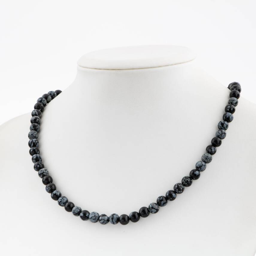 Rodonit 6 mm Dizi Doğal Taş Kolye - 1