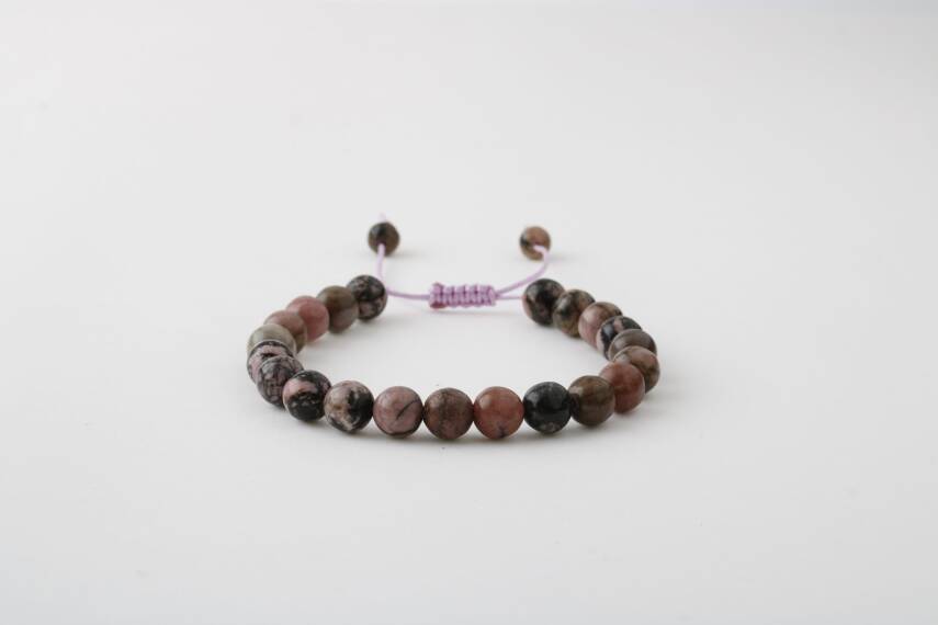 Rodonit 8mm Merdiven Kapama Doğal Taş Bileklik - 1